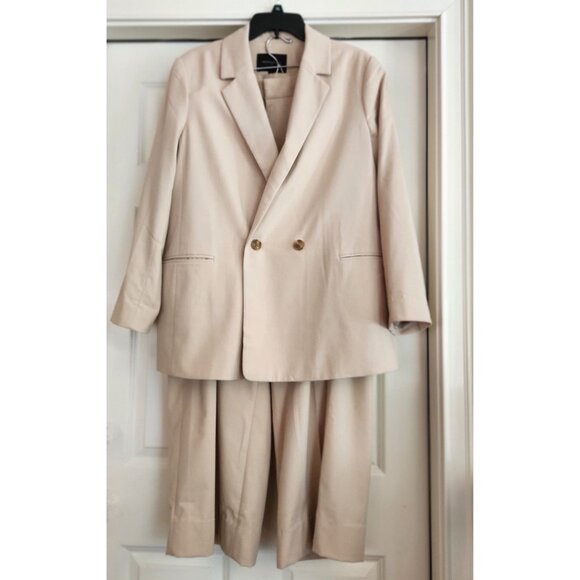 Banana Republic Women's Flannel Blazer Double Breasted Stretch Oyster Pearl Sz18 - Picture 7 of 8